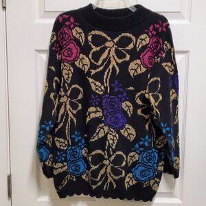 Sparkly Flowers, Leaves and Bows Holiday Sweater